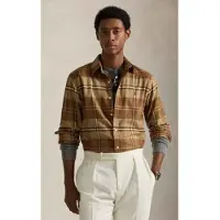 Ralph Lauren for man. 710P07184003 Custom Fit technical twill shirt brown (S), Casual, Cotton, Long sleeve