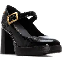 Carmela for woman. 16253503-NEGRO Leather shoes 162535 black (39), 5 to 8 cm, Buckle, Casual