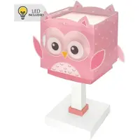 DALBER Pöytävalaisin Little Pink Owl, Lila/vaaleanpunainen, Lastenhuone, Synteettinen materiaali