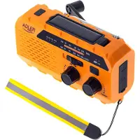 Adler Hätäradio / maantiekeskusradio taskulampulla, aurinkokennoilla ja Powerbankilla varustettuna