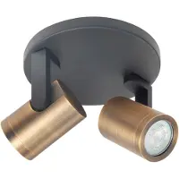 Highlight Kattovalaisin Halo, musta/messinki kiillotettu Ø 17 cm 2-valo. himmennettävä, Musta, Olohuone/ruokailutila, Metalli, Moderni,