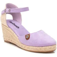 Refresh for woman. 17188205-LILA Lilac leather espadrilles 171882 (40), 5 to 8 cm, Suede, Buckle, Casual, Purple