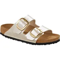 Birkenstock for woman. 1020021 Arizona Big Buckle white sandals (Narrow Fit) pearl gold (41), Flat, None, Casual