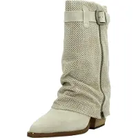 Alpe for woman. 527611 Dua beige leather boots (37), 3 to 5 cm, Zip, Casual