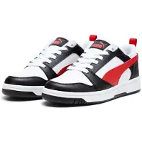Puma unisex for kids. 39383304 Trainers Rebound white (37), Black, Red, Flat, Laces, Casual, children's fashion
