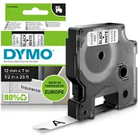 Dymo Teippi D1 12 mm X 7 M, mustavalkoinen
