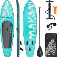 ECD-Germany Puhallettava Stand Up Paddle Board Makani 320x82x15 cm turkoosi sis. pumpun ja PVC-kantolaukun.