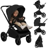 Lionelo MIKA Plus 3-in-1 Yhdistelmävaunut, Black Onyx