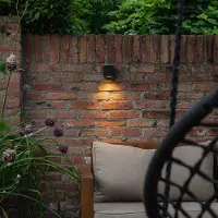 QAZQA Älykäs ulkoseinävalaisin musta IP65 sis. Wifi GU10 50mm - Baleno