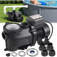 Vevor -allaspumppu, 400 W, 11 100 l/h maksimivirtaus, yksinopeusallaspumppu, AC 220–240 V, 3450 rpm, 10 m maksiminostokorkeus, 24 tunnin ajastin ja suodatinkori, maanpäällisiin ja maanalaisiin uima-alt