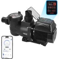 Vevor -allaspumppu, säädettävällä nopeudella, 1650 W, AC 220–240 V, 33 000 l/h, uima-altaan sisä-/yläpuolella oleva pumppu suodatinkorilla, tehokas itseimevä, ohjelmoitava ajastin, maanalaisiin ja maan