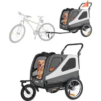 Vevor -koiran polkupyörän peräkärry, tukee jopa 45 kg, 2-in-1-lemmikkieläinten rattaiden polkupyörän teline pienille ja suurille koirille, helppo taittokehys pikalukituspyörällä, yleiskäyttöinen polkup