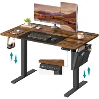 Songmics Säädettävä kirjoituspöytä 120 x 60 x (72–120) cm, vintage ruskea–musta