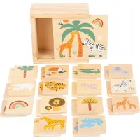 Small Foot Pienet jalkaiset puiset lelut Safari Puinen muistipeli - Muotoilulajittelupelit pojille ja tytöille - Täydellinen syntymäpäiväjuhliin Luokkahuone