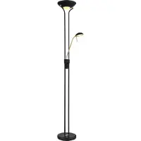 Globo Lighting Led uplight lattiavalaisin Leonas, himmennettävä, Musta, Olohuone/ruokailutila, Metalli, Moderni