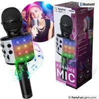 Partyfunlights Black Karaoke Mic W/Light & Speaker - Black - ONE SIZE