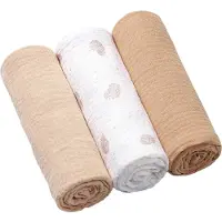 Babyono superpehmeät rypytetyt musliiniharsovaipat 70x70 cm – beige (3 kpl)