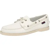 Sebago for man. 7000H00 Docksides leather boat shoes Portland white (42), Flat, Laces, Casual