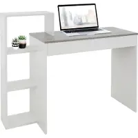 ML-Design Pöytä hyllyllä 110x72x40 cm valkoinen/betonimallinen puu ML-Design