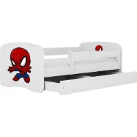 Kocot Kids Lastensänky ilman patjaa, laatikolla BabyDreams White Spiderman, 160x80 cm, valkoinen/punainen