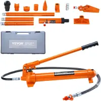 Vevor 10 tonnin Porta Power Kit, kannettava hydraulinen tunkki 1,4 m öljyletkulla, auton korin korjaussarja säilytyslaukulla autonkorjaukseen, kuorma-autoon ja maatilalle