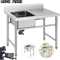 Vevor käsintehty tiskiallas ei-magneettinen ruostumattomasta teräksestä valmistettu keittiön allas käsintehty 1 lokero 16 x 15,5 x 10 tuuman tilavuus valtava kylpyammeallas oikeanpuoleisella alu