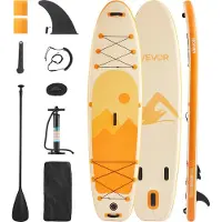 Vevor puhallettava sup-lauta, 3,05 m x 84 cm x 15 cm leveä, ultrakevyt SUP-lauta, kaikki tarvikkeet mukana, pumppu, mela, evä, reppu, nilkkahihna, hihna, liukumaton kansi nuorille, aikuisille