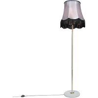 QAZQA Lattiavalaisin messinki Granny-varjostimella musta-harmaa 45 cm - Kaso