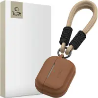 TechProtection AirPods Pro/AirPods Pro 2 Silicone Rope -kotelo - Suklaanruskea