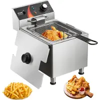 Vevor ammattikäyttöön tarkoitettu uppopaistin, 1750 W:n sähköinen pöytämallinen uppopaistin, jossa kori ja korkeussäädettävät jalat, 12 Qt / 11,5 L ruostumattomasta teräksestä valmistettu yhden öljyn