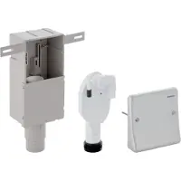 Geberit concealed trap for washing machine and tumble dryer.