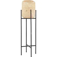 LUCANDE LED-lattiavalaisin Adebi, musta, bambu, Ø32.5cm Adebi , himmennettävä, Musta, Alumiini, Kartano/rustiikki