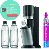 SodaStream DUO, Musta, Ruostumaton teräs, Lasi, 1 L, 60 L, 155 mm, 280 mm