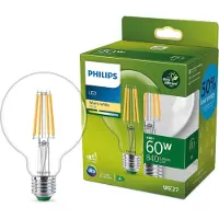 Philips Hehkulankalamppu, kirkas 60W G95 E27, 4 W, 60 W, E27, 840 lm, 50000 h, Lämmin valkoinen