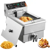 Vevor ammattikäyttöön tarkoitettu uppopaistin, 3000 W:n sähköinen pöytämallinen uppopaistin korilla, 11,6 Qt / 11 L ruostumattomasta teräksestä valmistettu yhden öljyn uppopaistin, jossa aika- ja lämp