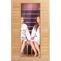 Vevor Kaukoinfrapunapuusauna, Huonekotisauna Spa 2 hengelle, Matala EMF Kaukoinfrapuna Hemlock-puusaunat karkaistulla lasiovella ja 2 Bluetooth-kaiuttimella, 1800 W sisäkäyttöön