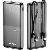 Awei PowerBank P76K 10000mAh 22.5W musta/musta digitaalinen näyttö