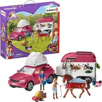 Schleich 42535 Horse Club Seikkailu autolla ja hevostenkuljetusvaunulla