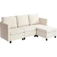 Vevor modulaarinen sohva, 3-paikkainen modulaarinen sohva piilotetulla säilytystilalla, pilvinen sohva ottomaanilla ja korkealla palautussienellä, massiivipuurunkoinen verhoiltu sohva olohuoneeseen, m