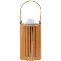 LINDBY LED-aurinkopöytävalaisin Amaria, bambu, Ø 12 cm Amaria , himmennettävä, Vaalea puu, Bambu, Kartano/rustiikki