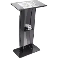 OEM akryylipodium, 47" korkea, akryylipodiumteline, laaja lukupinta ja säilytyshylly, lattialla seisova kirkkaat saarnatuolit akryyli kirkon toimistokouluun, musta