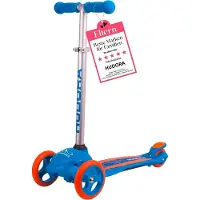 Hudora Flitzkids 2.0 Blue Children’s Skateboard with Adjustable Handlebar and Friction Brake 11063
