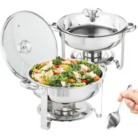 Vevor 2-pack pyöreä hankausastiasetti täysikokoisella 4Qt Pan lasikannen polttoainetelineellä
