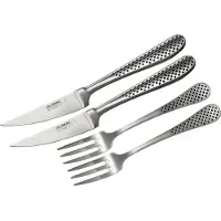 Global Steakkniv & Gaffel Sæt - Silver - ONE SIZE