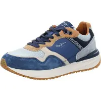 Pepe Jeans for man. PMS60041 Suede shoes Buster Pro Combi blue (41), Flat, Laces, Casual