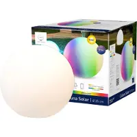 TINT Calluna Solar LED-pallo, CCT, RGB, Ø 35 cm Solar, himmennettävä, Valkoinen/opaali, Synteettinen materiaali