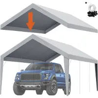 Vevor autokatoksen vaihtokate 12 x 20 jalkaa, autotallin telttasuoja, kestävä, vedenpitävä ja UV-suojattu, helppo asentaa pallokuminauhalenkeillä, harmaa (vain yläkate, runko ei sisälly)