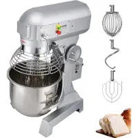 Vevor -teollisuuskeittiökone 15Qt 600W, 3 vaihdetta (110/178/390 rpm), kestävä 110V, sisältää ruostumattomasta teräksestä valmistetun kulhon, taikinakoukun, vispilän ja vatkaimen, ihanteellinen oppilai