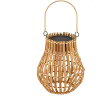 LINDBY LED-aurinkoparatiisivalaisin Amaria, bambu, Ø 18 cm Amaria , himmennettävä, Vaalea puu, Bambu, Kartano/rustiikki