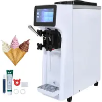 Vevor -jäätelökone kaupalliseen käyttöön, 10 l/h tuotto, 900 W:n yhden maun pehmisjäätelökone, 4 litran säiliö, 1,6 litran sylinteri, kosketusnäyttö, automaattinen puhdistus, esijäähdytys, ravintoloide